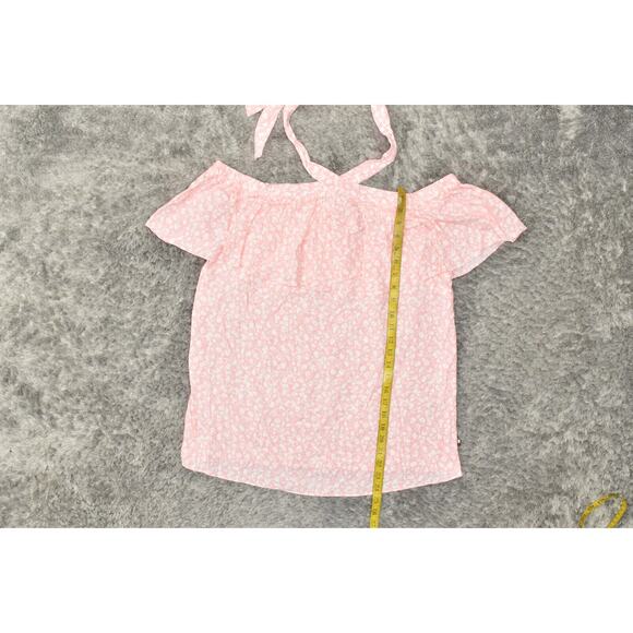 Tommy Hilfiger Women's Pink Floral Halter Blouse L Polyester Short Sleeve - Picture 7 of 7